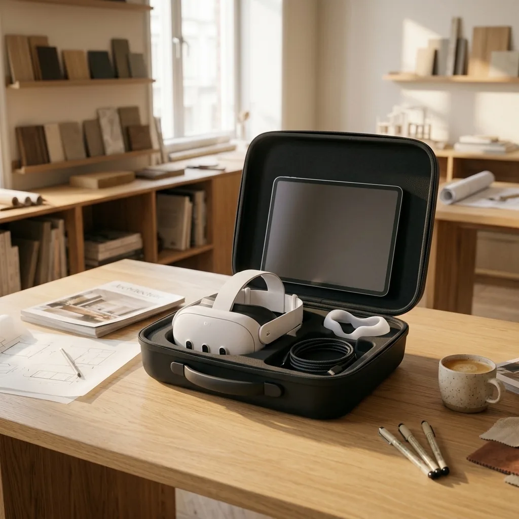 Mallette de transport thermoformée avec Meta Quest 3 et iPad